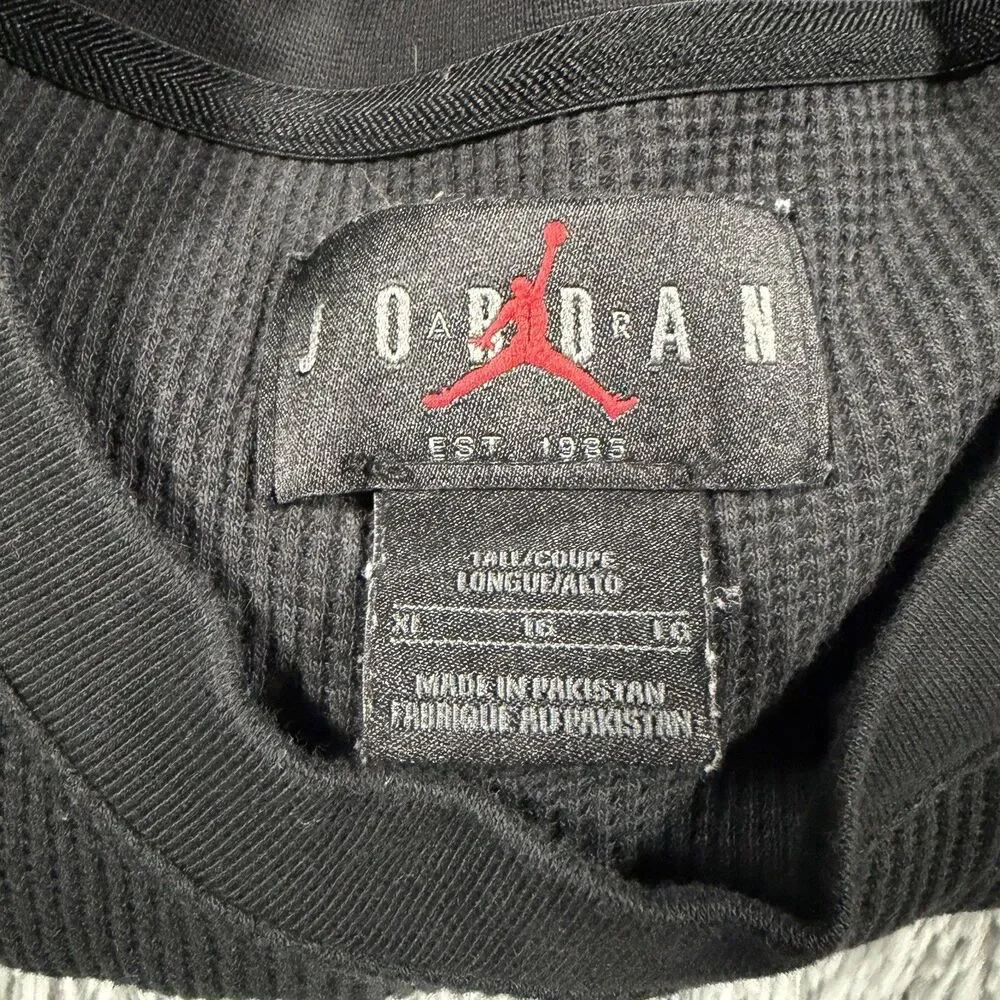 Jordan Shirt Extra Large Tall Black Waffle Knit Thermal Long Sleeve Jumpman Mens